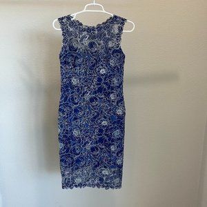 Tadashi Shoji Blue Lace Sleeveless Cocktail Dress